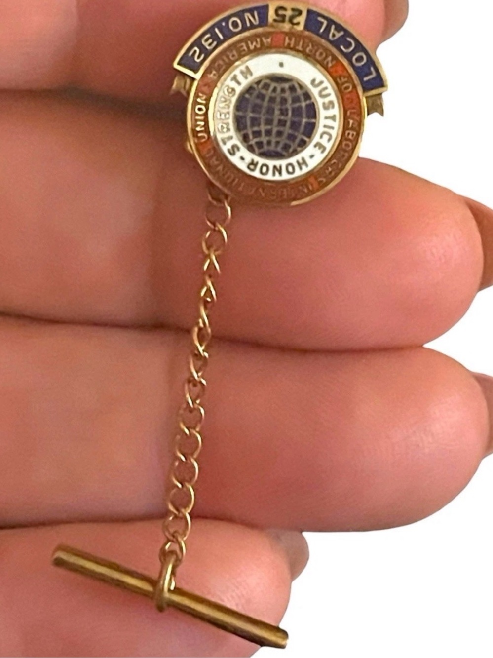 intage LIUNA Tie Tack Gold Filled Justice- Honor- Strength 1/20 12K Gold Union